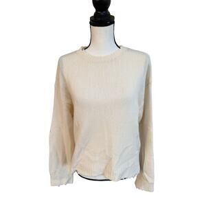 RtA Ivory 100% Cashmere Distressed Crewneck Sweater Oversized | S